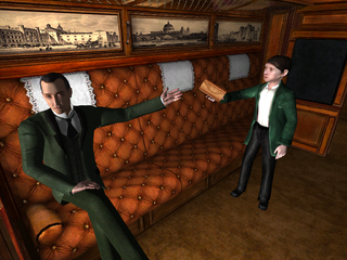 Sherlock Holmes and Hercule Poirot as a child in a video game.