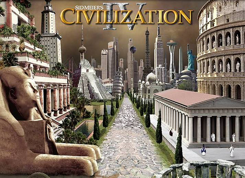 A photo of the Civilization IV game.