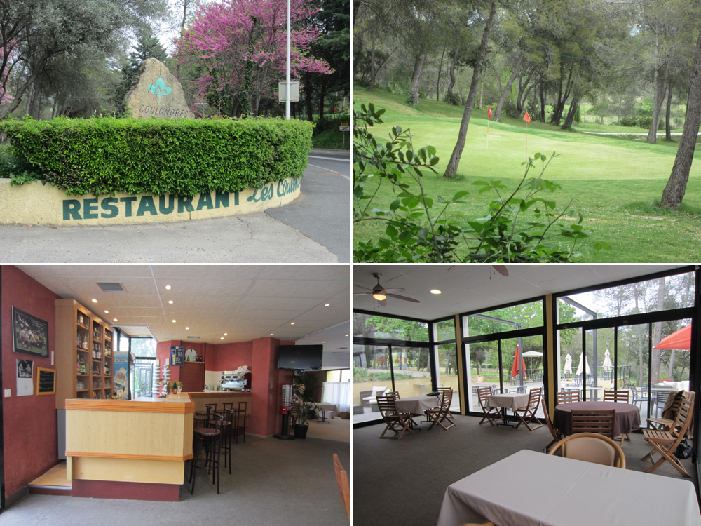 Four photos of the surroundings of the psycho cafe: the restaurant of the golf.