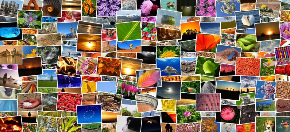 A mosaic of digital photos for a digital album.