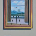 Photo of a copy of the painting “The Nature of Man” by René Magritte, 1933.